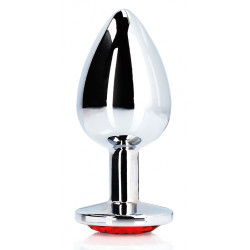 Ouch! Bijou anal Round Gem L 8 x 4cm Argenté-Rouge